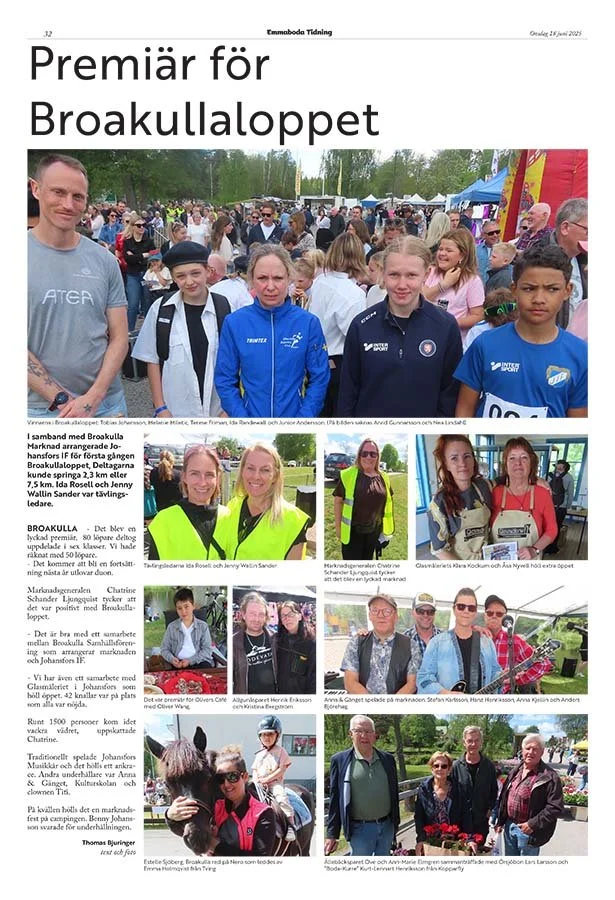 Emmaboda tidning artikel om Broakullaloppet