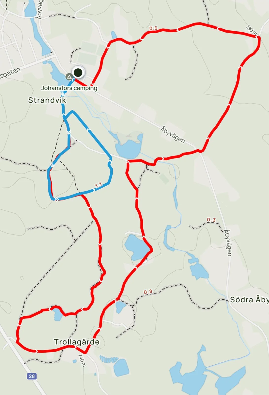 Karta över Broakullaloppet i Broakulla